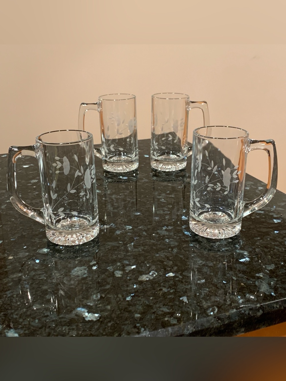 Vintage Princess House Heritage Crystal 12oz Beer Mugs – Set of 4 – Item #412